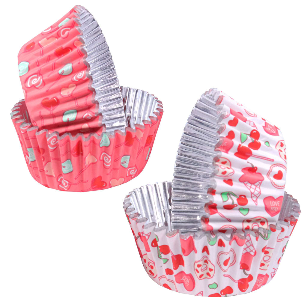 Caissettes à cupcakes en Aluminium Saint Valentin - Doux Amour (60 pièces)