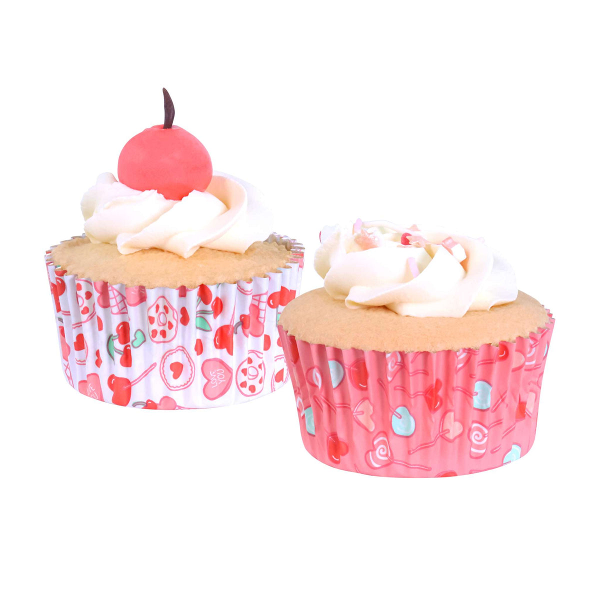 Caissettes à cupcakes en Aluminium Saint Valentin - Doux Amour (60 pièces)