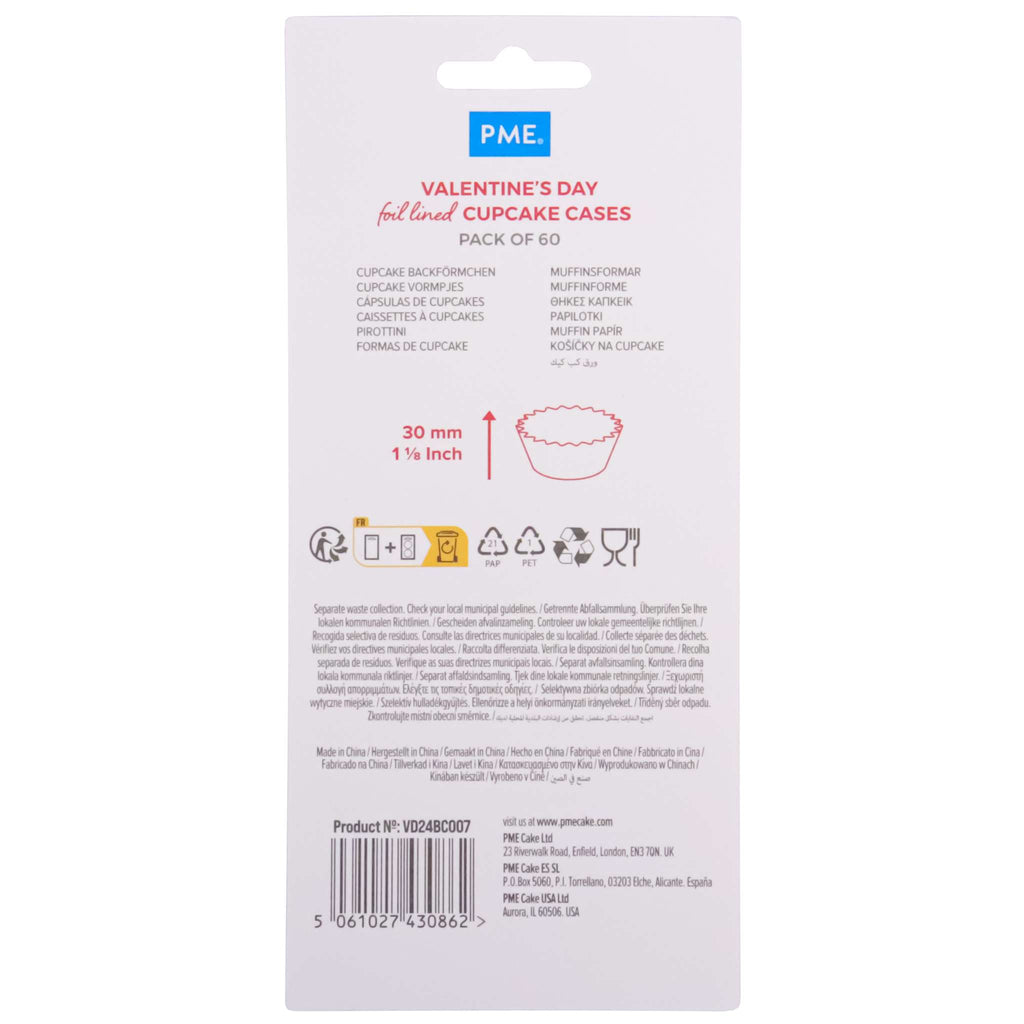 San Valentín Cápsulas para cupcakes Forradas de Aluminio - San Valentín Vintage (Set de 60)