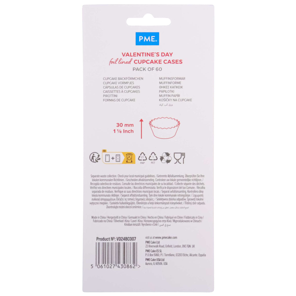 San Valentín Cápsulas para cupcakes Forradas de Aluminio - San Valentín Vintage (Set de 60)