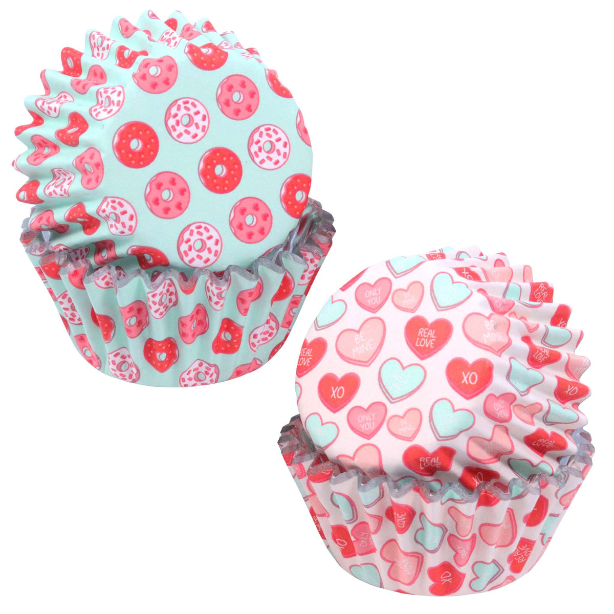 Caissettes à cupcakes en Aluminium Saint Valentin, Joliment Sucré - Taille Mini (60 pièces)