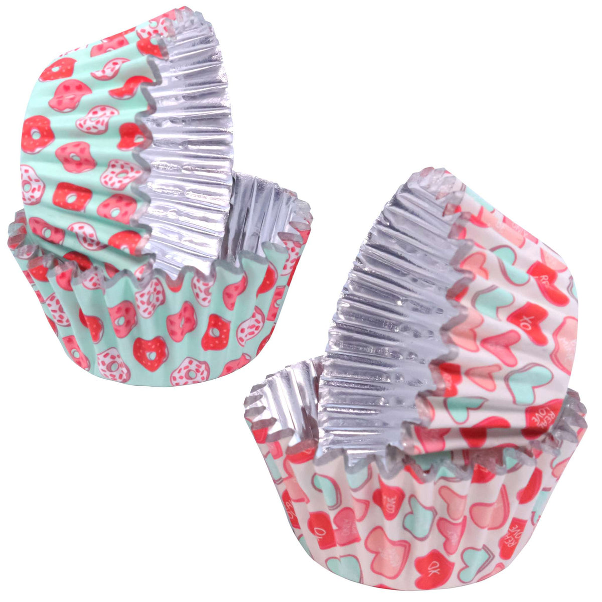 Caissettes à cupcakes en Aluminium Saint Valentin, Joliment Sucré - Taille Mini (60 pièces)