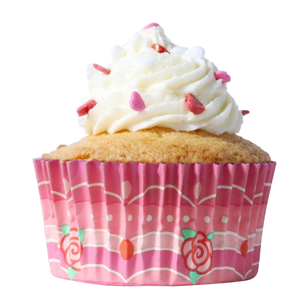 Vintage folienbeschichtete Cupcake-Förmchen - Vintage-Rosen (30 Stück)