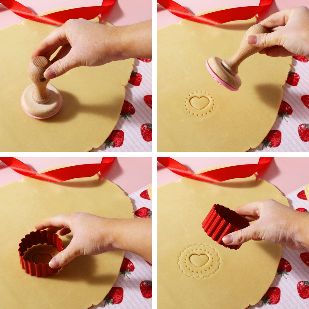 Valentijnsset van 6 Embossing Stempels voor Koekjes met Jamvulling