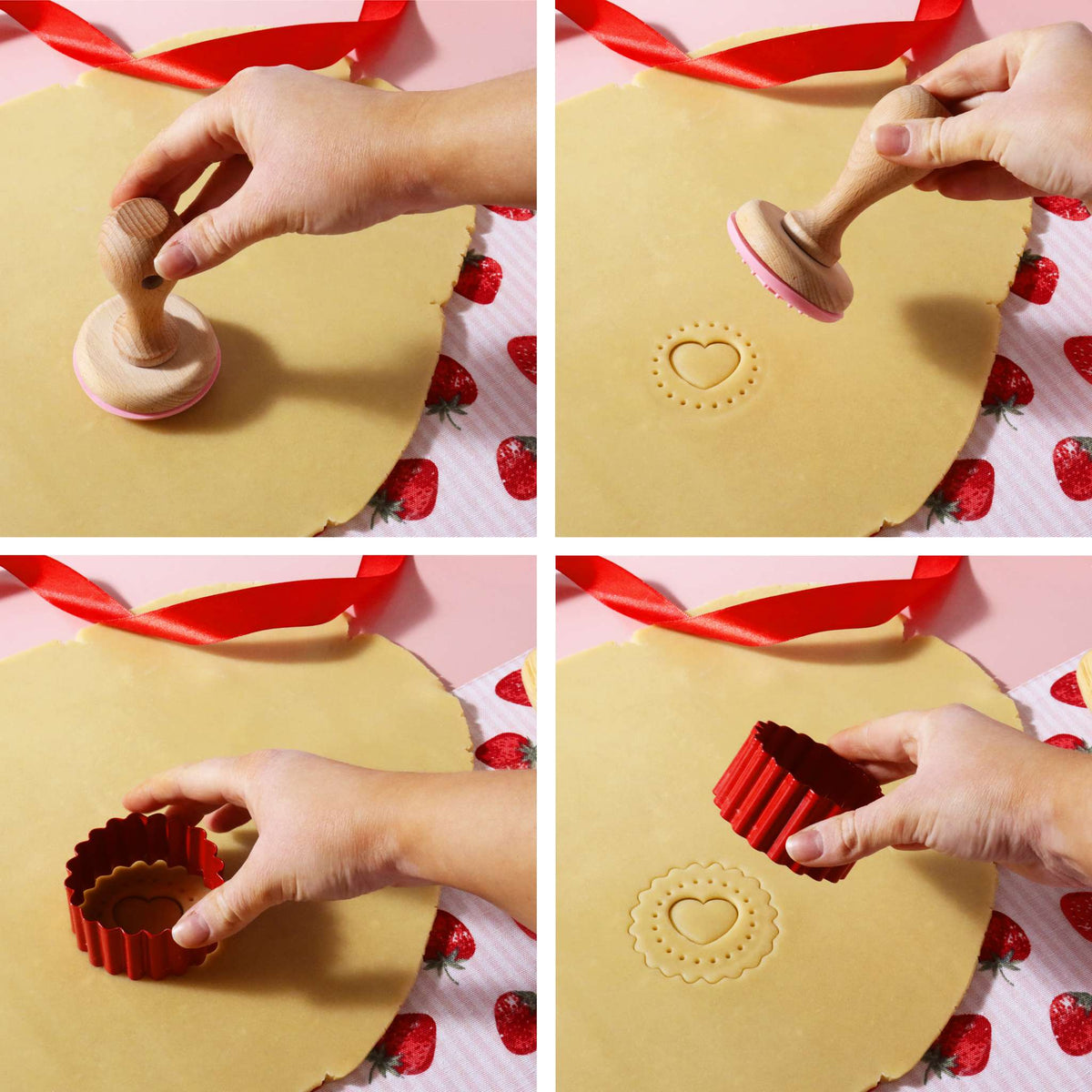 Valentijnsset van 6 Embossing Stempels voor Koekjes met Jamvulling