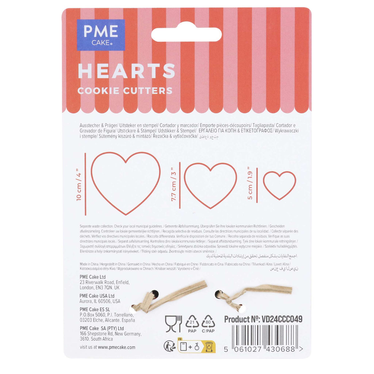 Valentijns Set van 3 Koekjesuitstekers - Harten