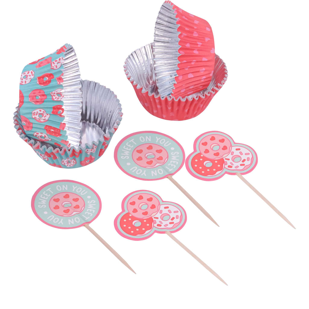 Valentijns Cupcake Vormpjes & Topper Set van 24 - Donuts