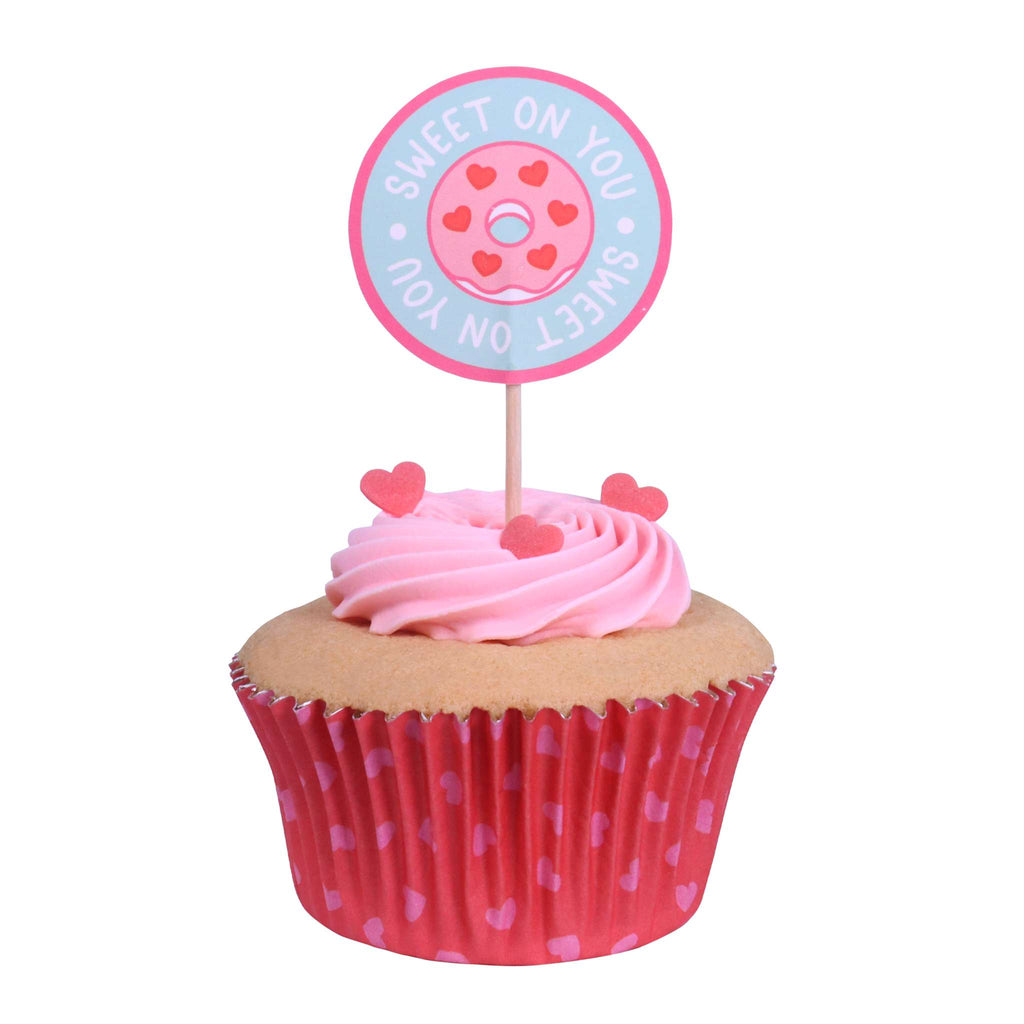 Valentijns Cupcake Vormpjes & Topper Set van 24 - Donuts