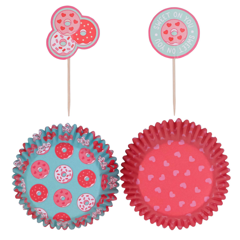 Valentijns Cupcake Vormpjes & Topper Set van 24 - Donuts
