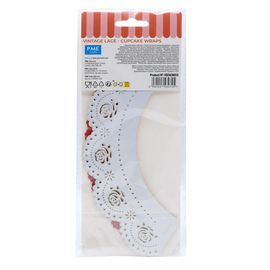 Envolturas para Cupcakes de San Valentín - Encaje Vintage (12 piezas)