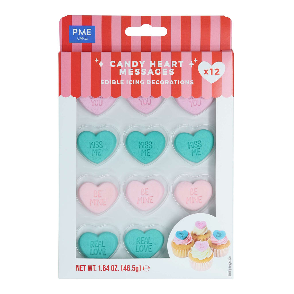 Valentijns Eetbare Suikerdecoraties - Harten met Teksten (12 stuks)