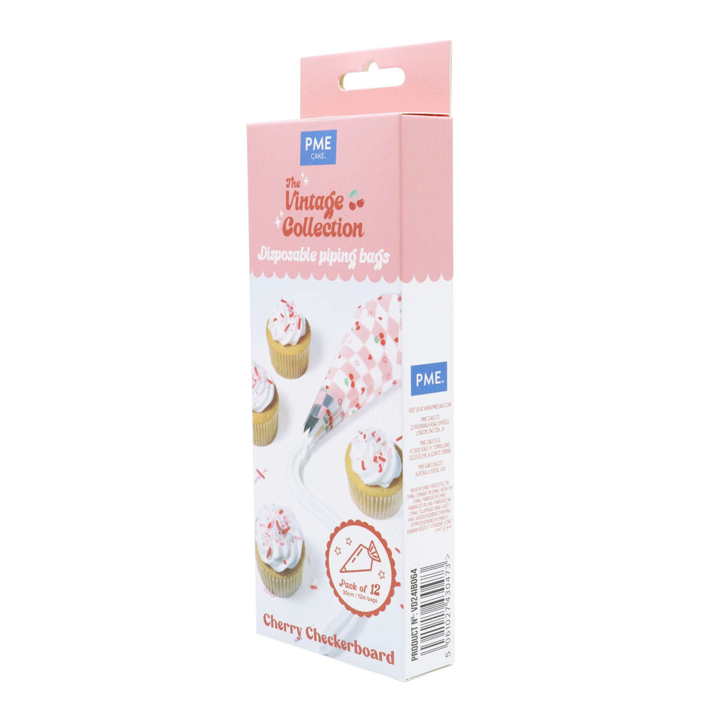12 Manga Pasteleras Desechables de San Valentín - Cuadros de Cereza