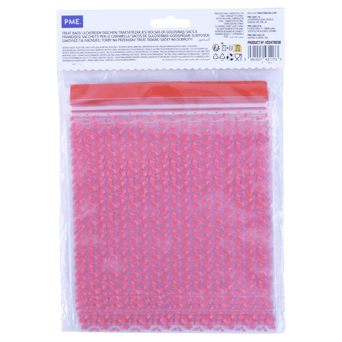20 Sacs de Friandises pour la Saint Valentin - Cœurs d'Amour (Carré)