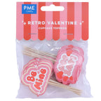 Toppers pour gâteaux Saint Valentin - Valentine Rétro (24 pièces)