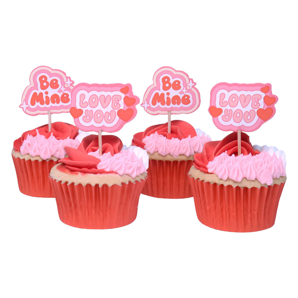 Toppers pour gâteaux Saint Valentin - Valentine Rétro (24 pièces)