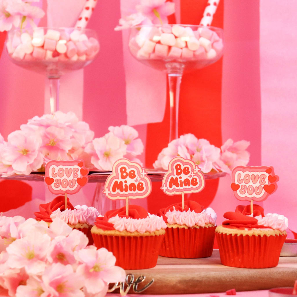 Toppers pour gâteaux Saint Valentin - Valentine Rétro (24 pièces)