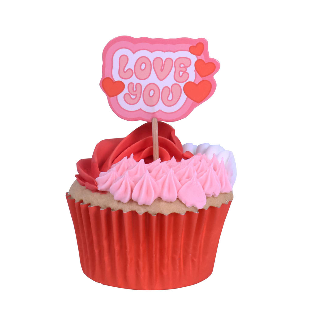 Toppers pour gâteaux Saint Valentin - Valentine Rétro (24 pièces)