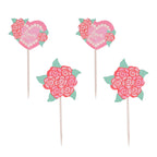 San Valentín Toppers para pasteles - Rosas de Amor (Set de 24)