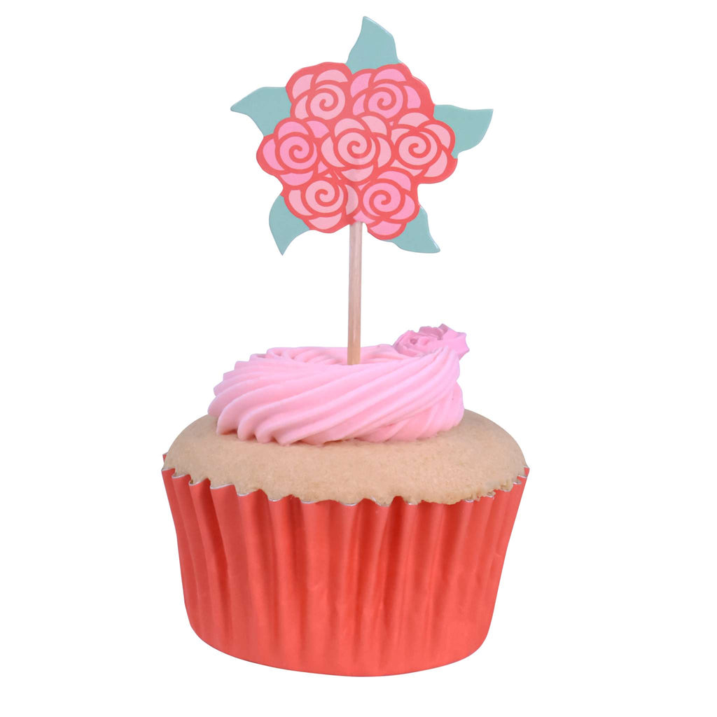 San Valentín Toppers para pasteles - Rosas de Amor (Set de 24)