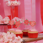 San Valentín Toppers para pasteles - Rosas de Amor (Set de 24)