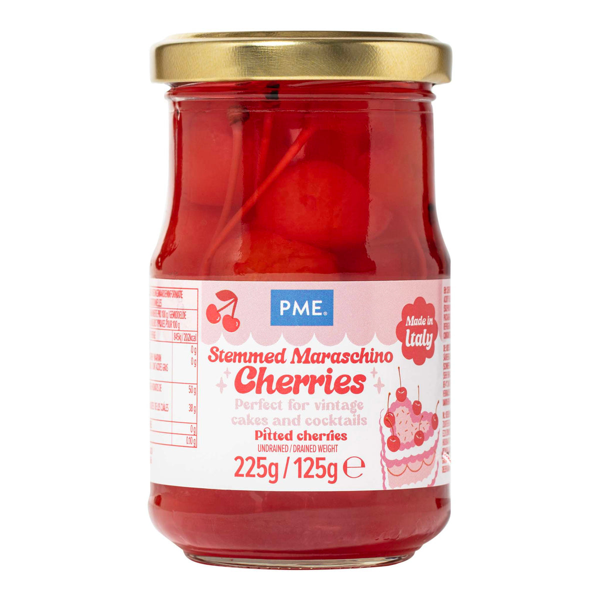 Stemmed Maraschino Edible Cherries 225g